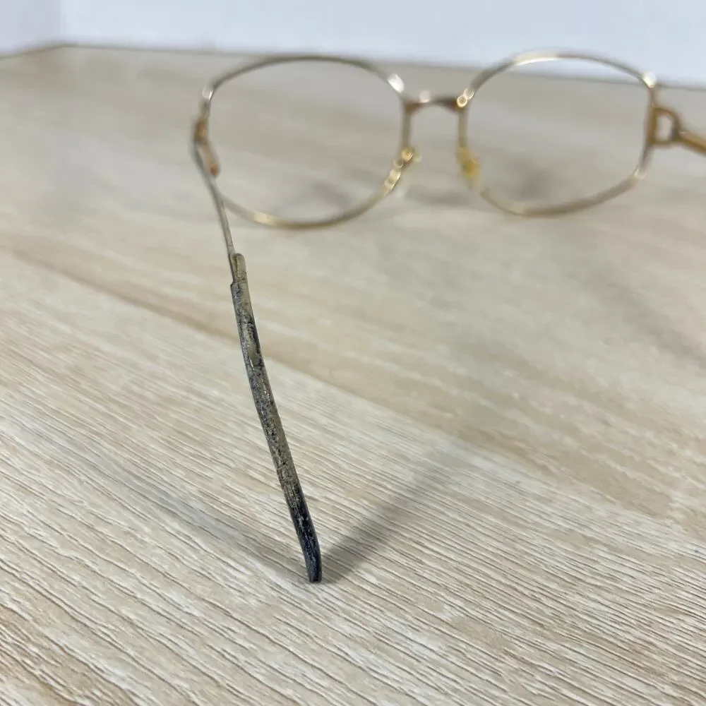 Vintage Gucci GG2278 Eyeglasses Gold Black Metal Oval Horse Bit Italy 58-17-135